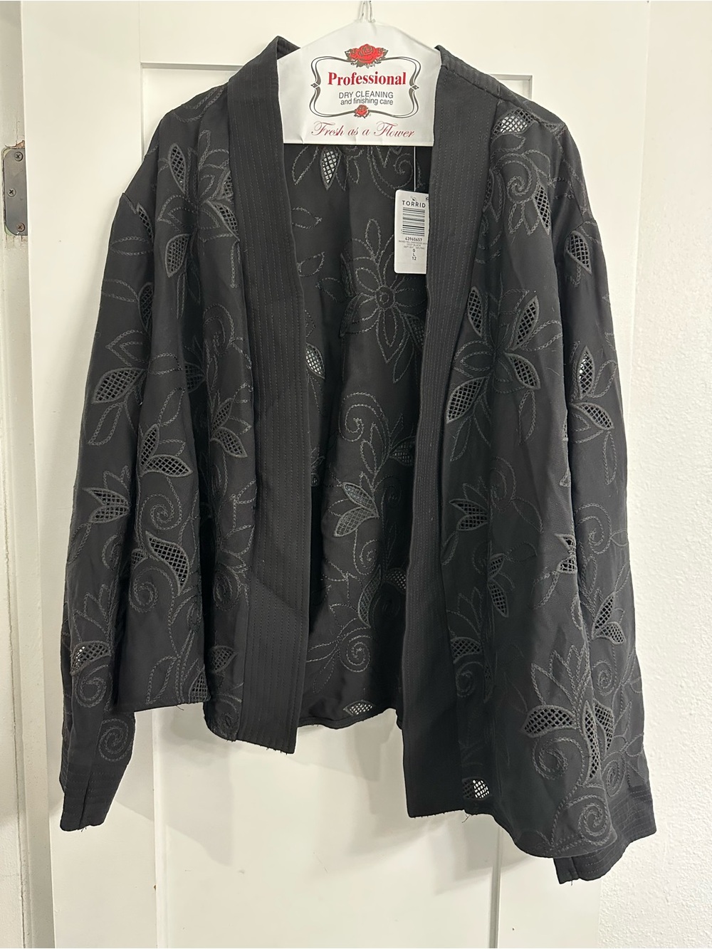 Torrid Black Washed Twill Embroidered Jacket New with Tag size 0
